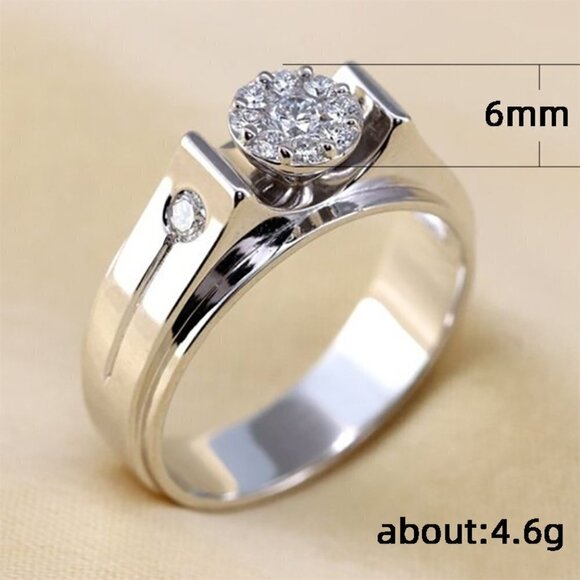 🎁Dainty Pure Cubic Round Flower Gemstone CZ Rings For Women, PD251 - Picture 3 of 3